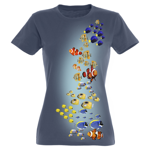 Camiseta Mujer Peces de colores color Azul, , large image number null