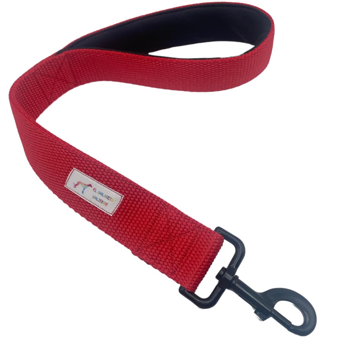 EGV – Correa corta perro 4cm ancho, asa neopreno y mosquetón reforzado. 50cm longitud. (Rojo)
