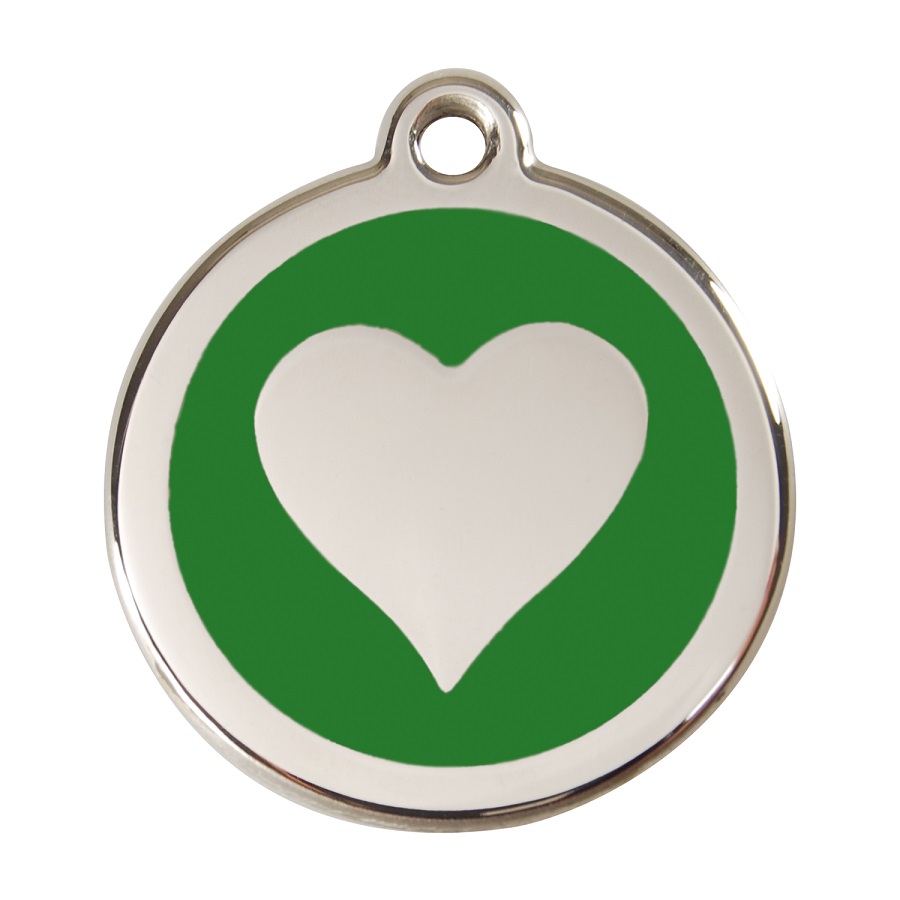 Placa identificativa Acero Inoxidable Esmalte Corazón Verde para perros
