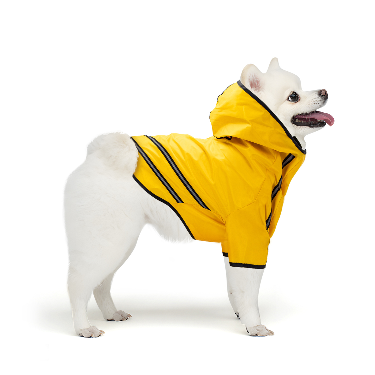 Nobleza – Chubasquero Impermeable para Perros con Capucha y Tiras Reflectantes Seguras, en color Amarillo, Talla L