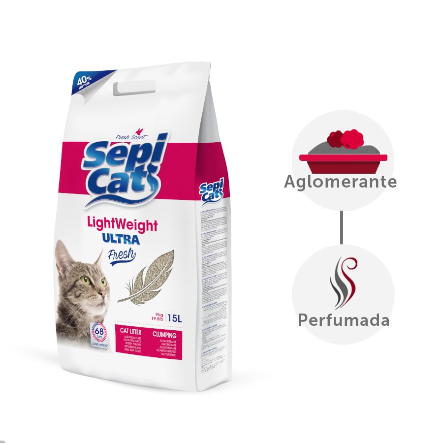 15 L Sepicat LightWeight Ultra Fresh arena aglomerante ligera para gatos