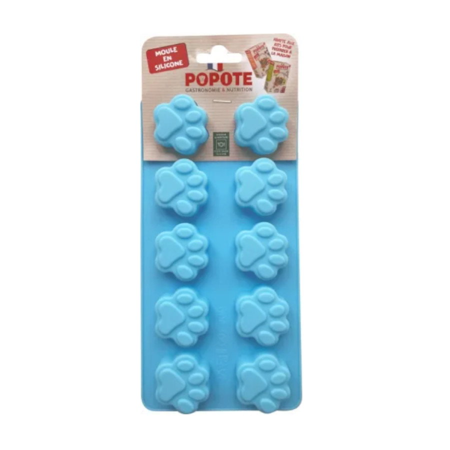 POPOTE Comedero Patitas Silicona Azul para perros y gatos