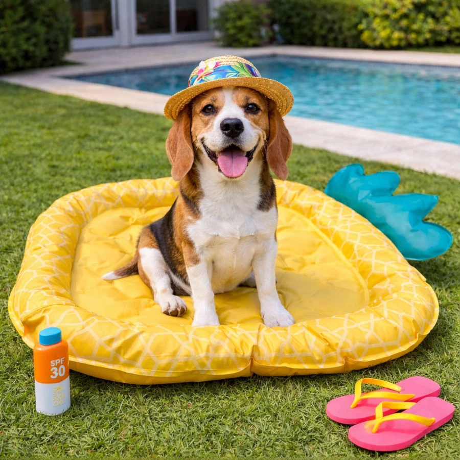 Summer Vibes Cama con forma de piña refrescante para perros