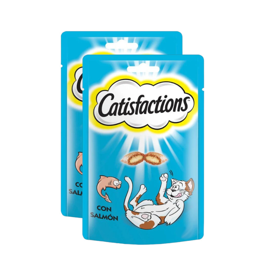 2 bolsitas x 60 g Catisfactions Premios de Salmón para Gatos ¡Pack ahorro!