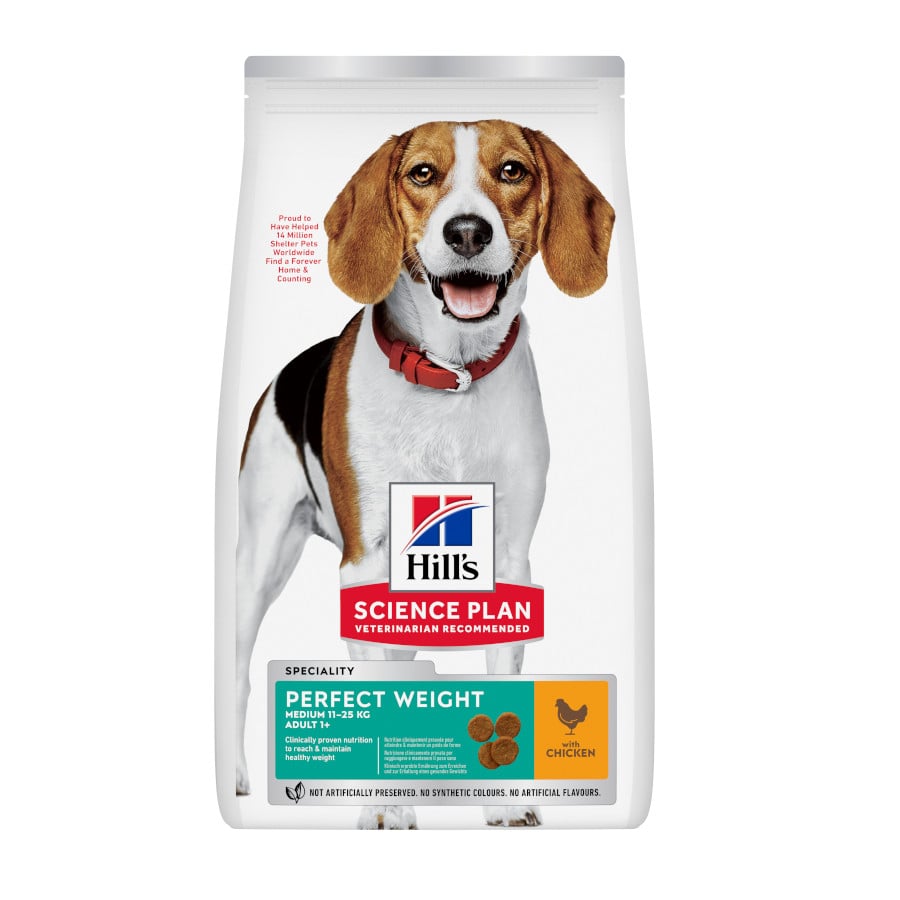 2 x 12 kg Hill’s Science Plan Perfect Weight Adult Medium Pollo pienso para perros ¡Pack ahorro!