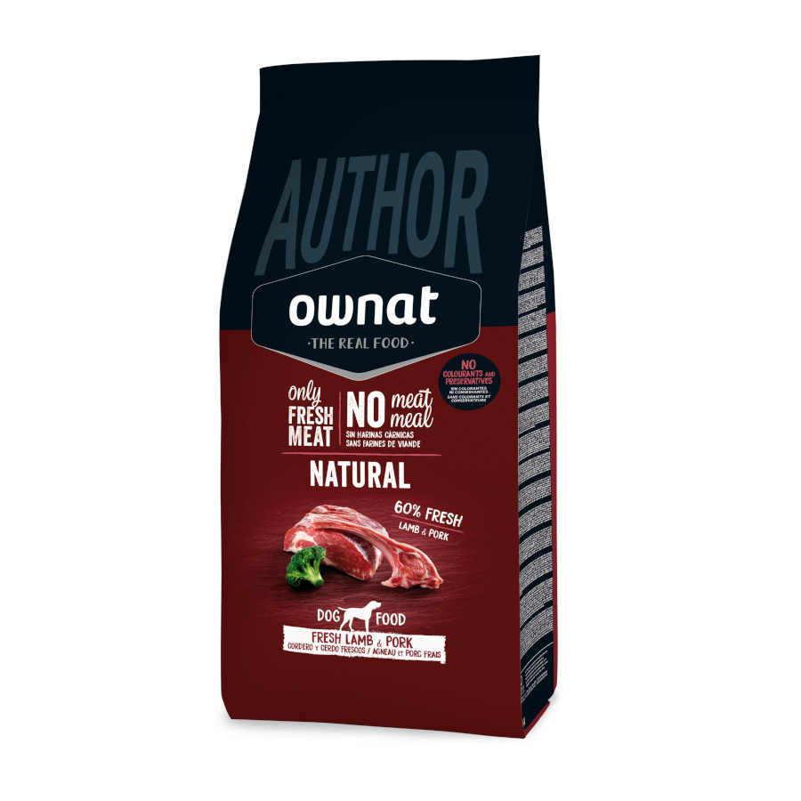 10 kg Ownat Author Natural Cordero Fresco y Cerdo pienso para perros