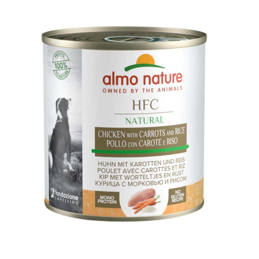 24 latas x 280 g Almo Nature HFC Pollo, Zanahorias y Arroz lata para perros ¡Pack Ahorro!