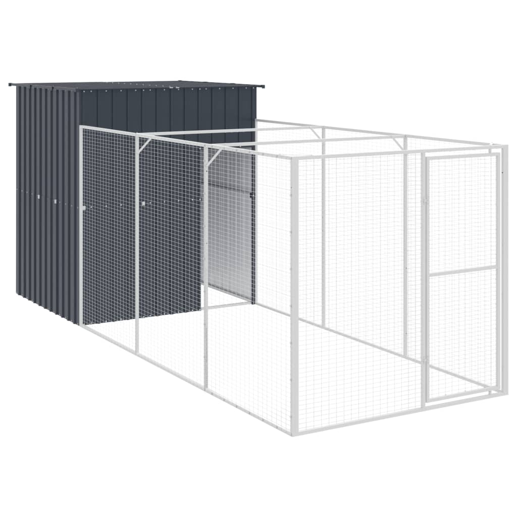 vidaXL Caseta perros con corral acero galvanizado gris 165x251x181 cm