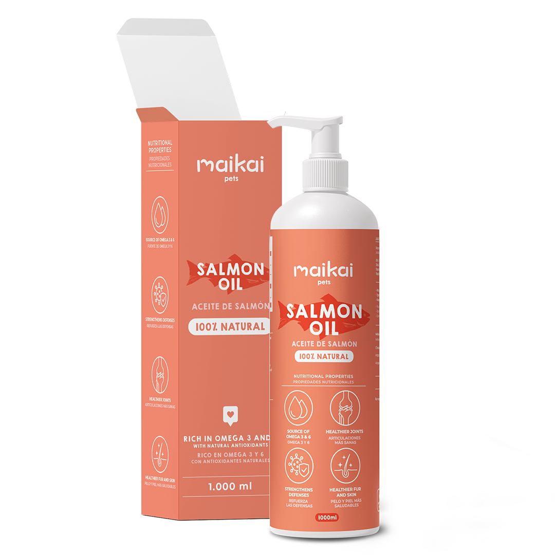 Aceite de Salmón para perros y gatos. 1 Litro. MAIKAI Pets. 100% Natural.