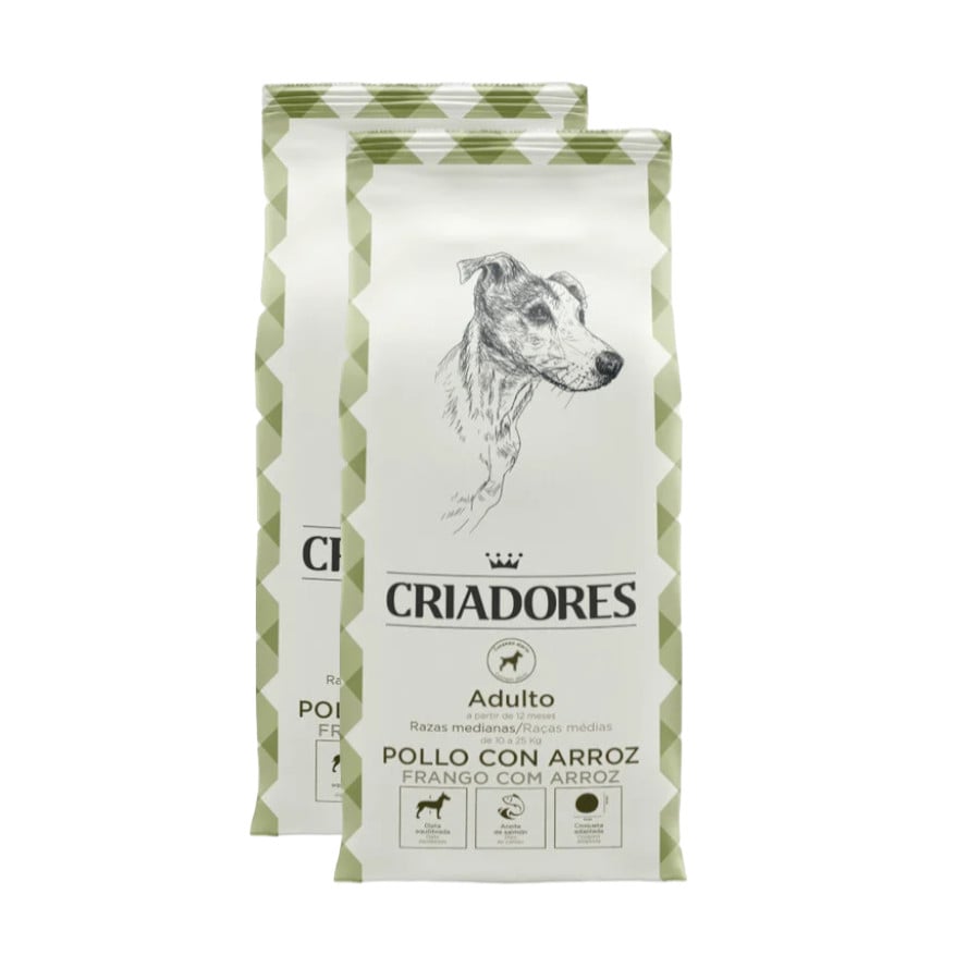 2 x 15 kg Criadores Adulto Pollo y Arroz pienso para perros de raza mediana ¡Pack ahorro!