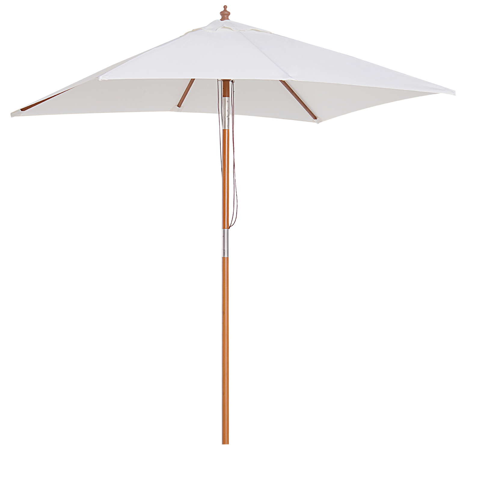 Outsunny Sombrilla de Jardín 200x150x235 cm Parasol de Terraza Rectangular Inclinable con Anti-UV Impermeable y Poste de Madera para Playa Patio Crema