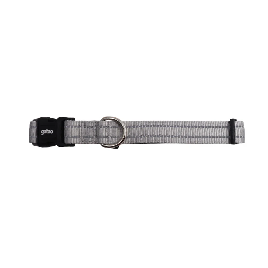 Gotoo Collar de nylon reflectante gris para perros