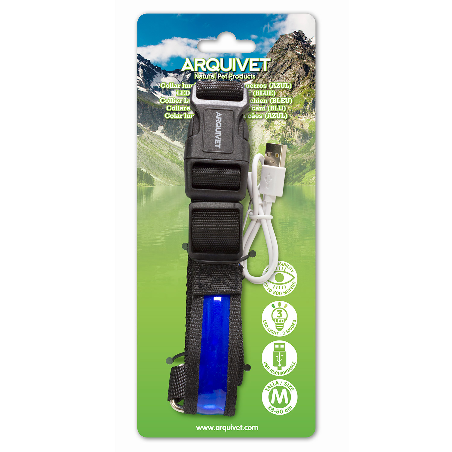 Collar Luminoso LED Azul – talla S 28-40cm/2,5cm