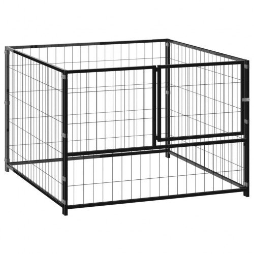 Vidaxl perrera de acero negro