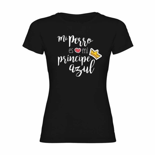 Camiseta mujer «Mi perro es mi príncipe» color Negro