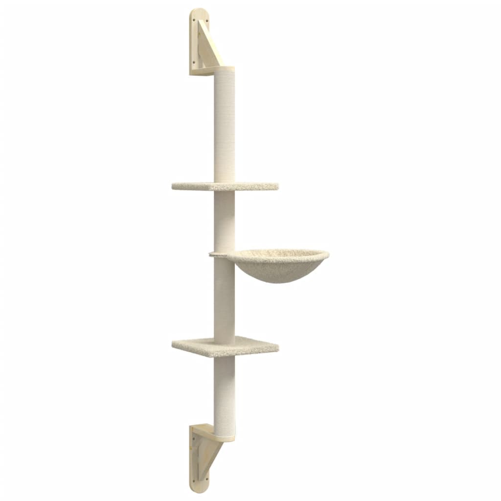 vidaXL Árbol rascador para gatos de pared crema 142,5 cm