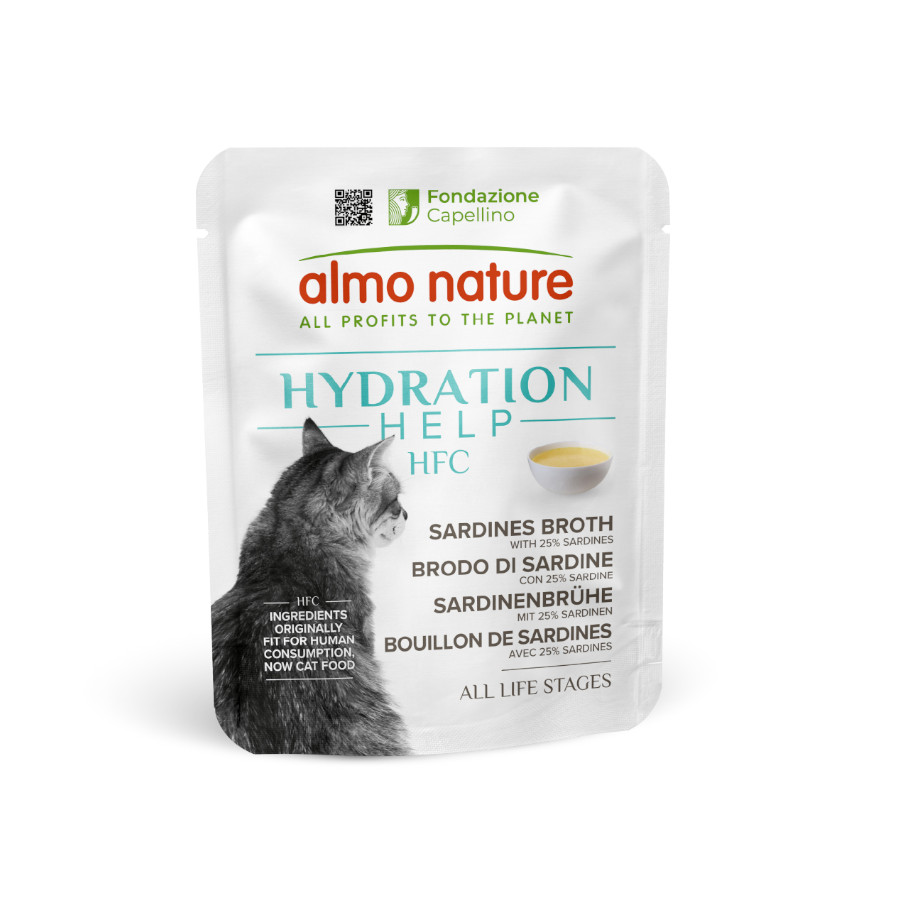 24 sobres x 50 g Almo Nature HFC Hydration Help Sardinas Con Caldo sobre para gatos ¡Pack Ahorro!