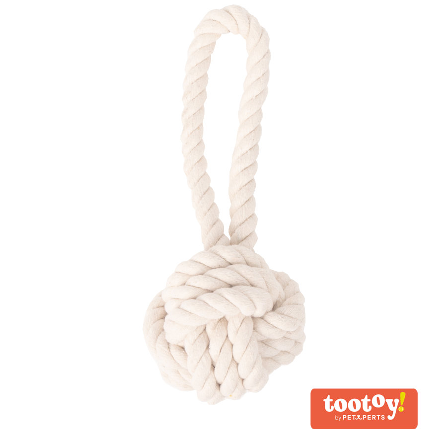 Tootoy! Pull Natural Rope Ball pelota de cuerda con asa para perros