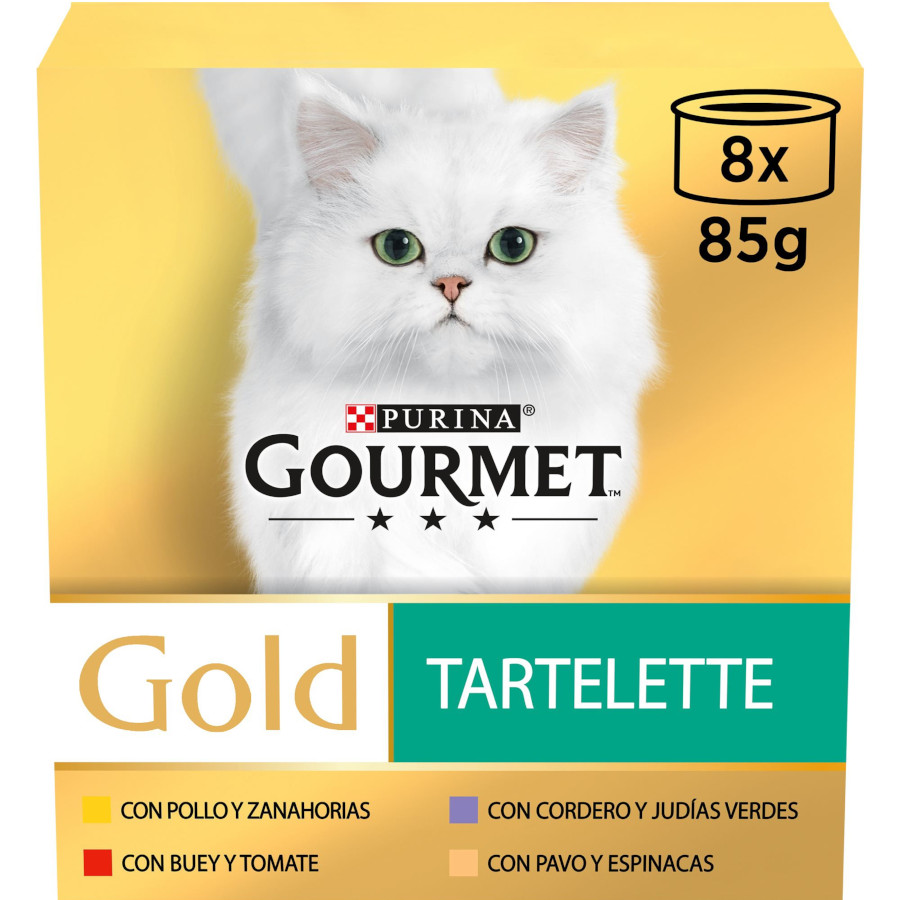 8 latas x 85 g Gourmet Gold Tartelette Pastel de Carne lata para gatos