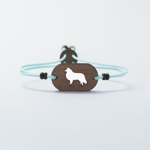 Pulsera de madera Collie personalizable color Celeste, , large image number null