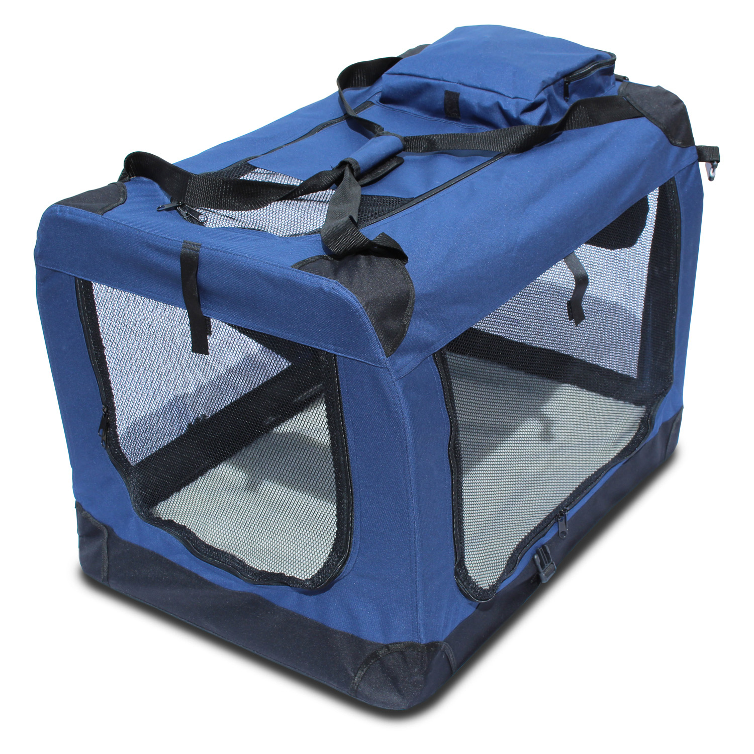 Transportin para perros plegable Yatek de entradas laterales y superiores con alta visibilidad, confort y seguridad para tu mascota, talla XXL (91,4 x