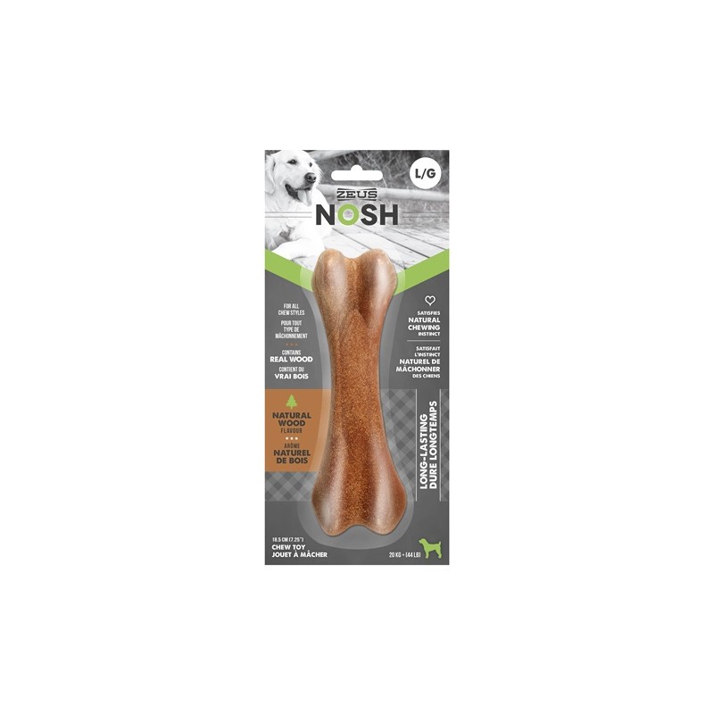 Juguete mordedor para perros Zeus Nosh Wood, Hueso, Nylon y Madera, 11cm