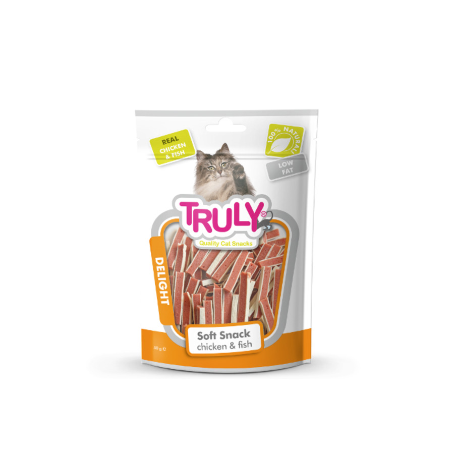 TRULY GATO TIRAS POLLO&PESCADO 50G