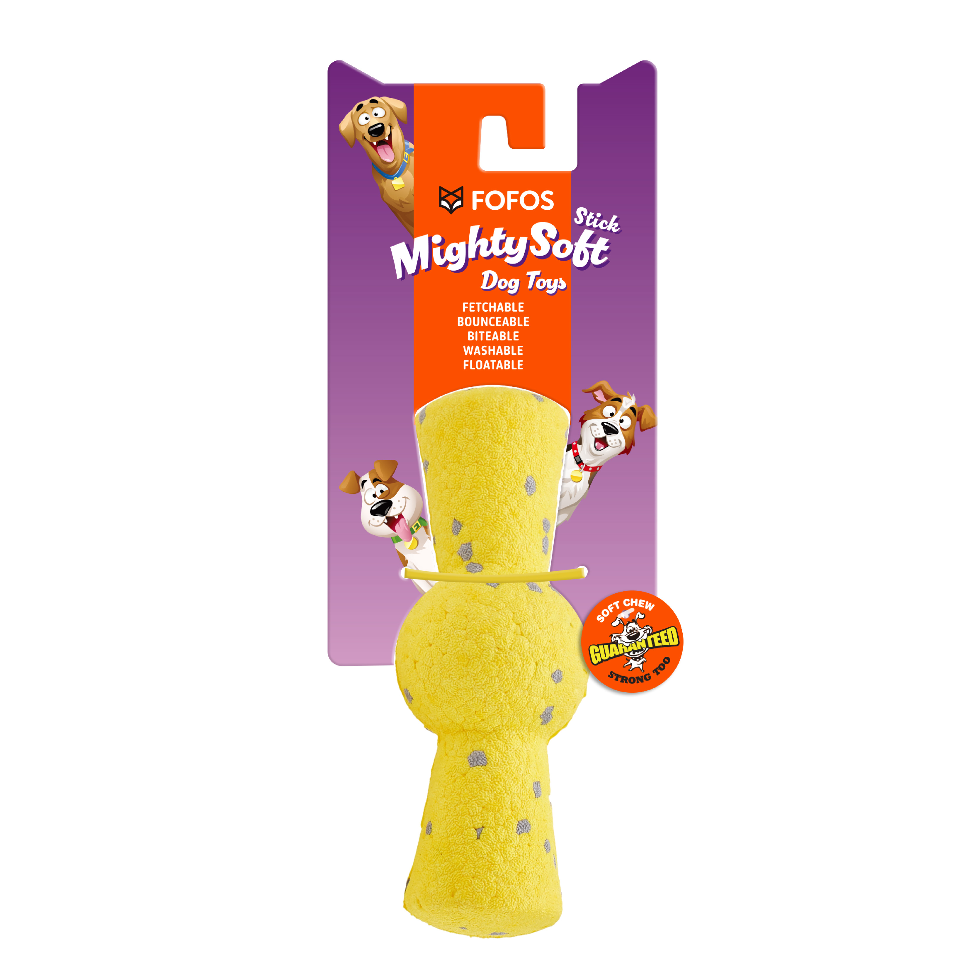FOFOS Juguete para Perros Mighty Soft en Forma de Mancuerna – Suave, con Rebote y Flotante