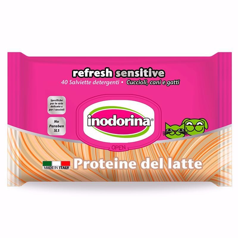 Inodorina Toallitas Sensitive Proteina de Leche para perros y gatos