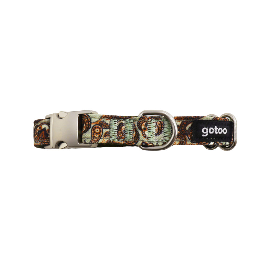 Gotoo Collar estampado cachemira caqui para perros