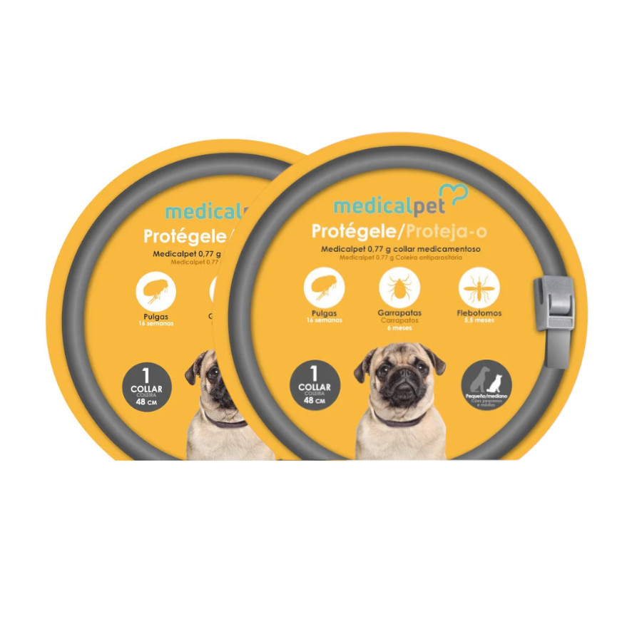 2 collares x 48 cm Medicalpet Collar Antiparasitario para perros – Pack