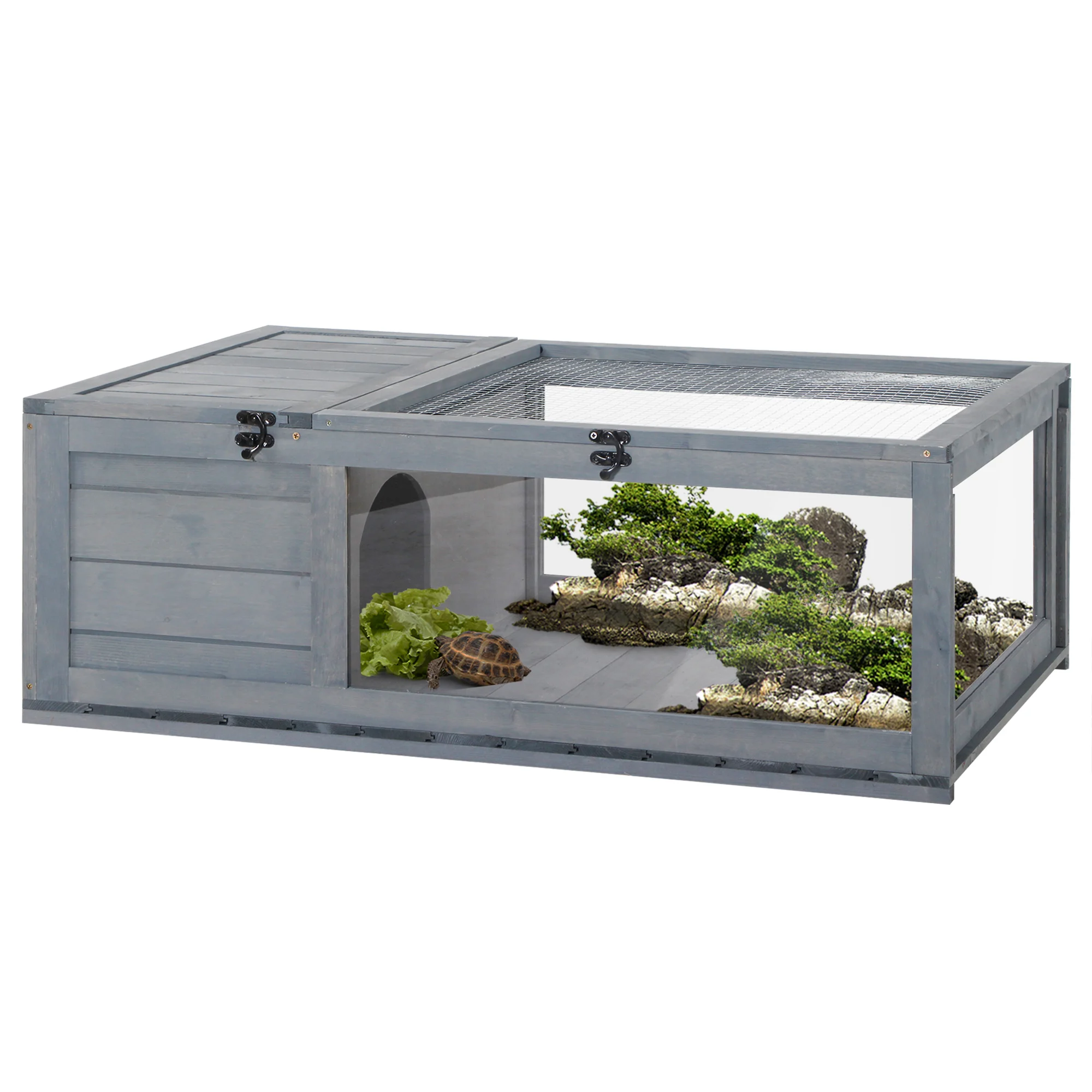 PawHut Casa para Tortugas Gris
