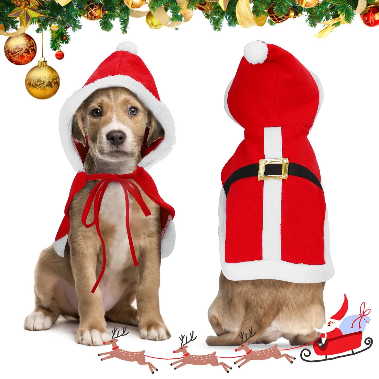 Nobleza Navidad Ropa para Perros Pequeño, Disfraz Gato de Navidad Papá Noel, Traje de Santa Ajustable para Cachorro Gatito Gatos Pequeños Perros