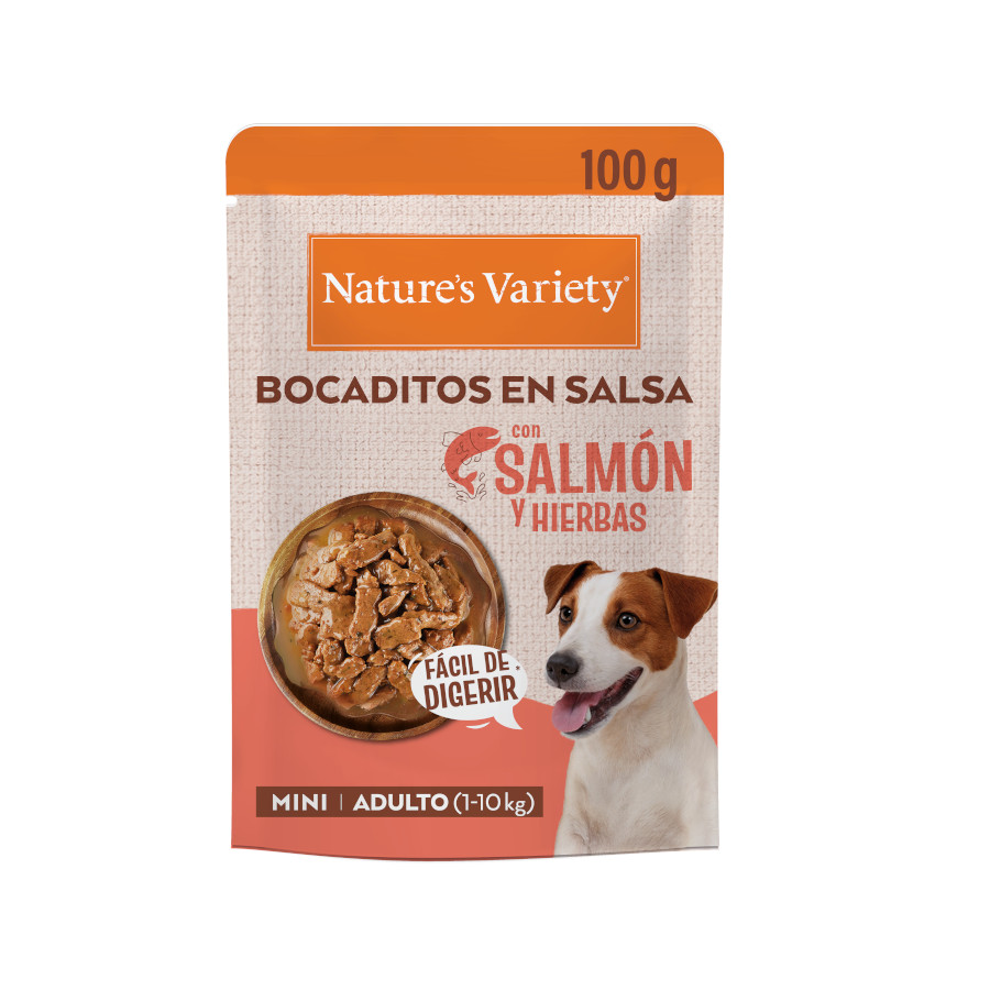 Imagen de Nature's Variety Comida Húmeda Bocaditos en Salsa con Salmón y Hierbas para Perros