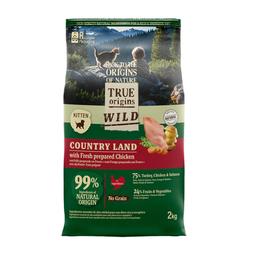 2 kg True Origins Wild Kitten Pollo y Pavo Pienso para gatos