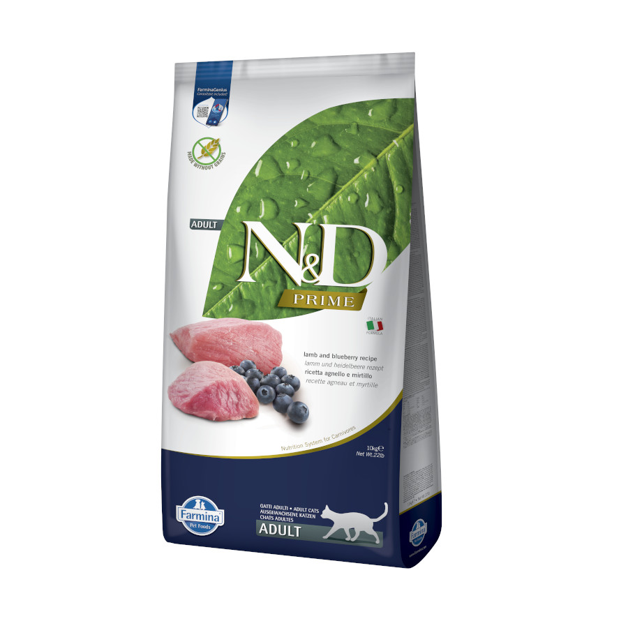 10 kg Farmina N&D Prime Adult Pienso Cordero y Arándanos para gatos