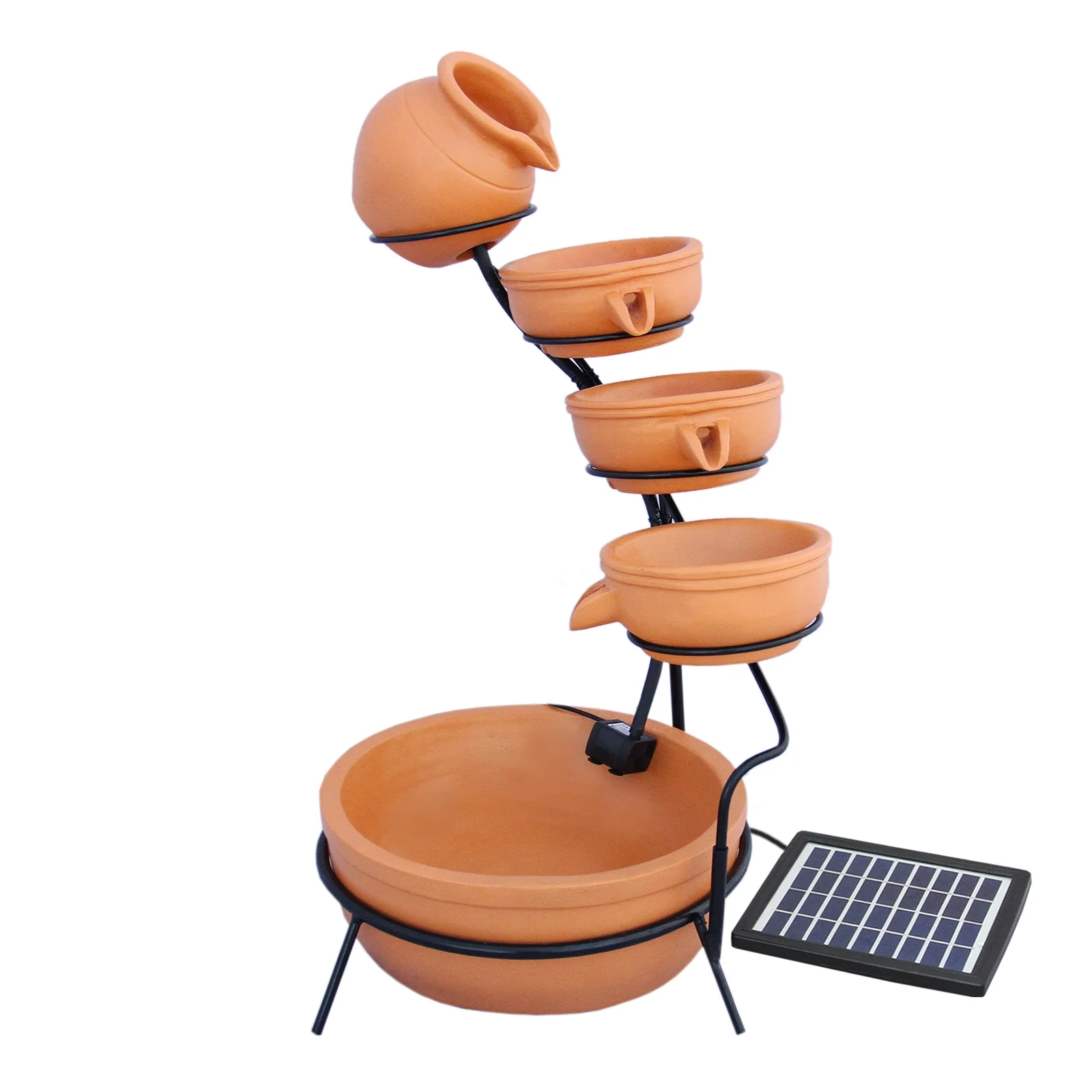 Fuente de Agua Bebedero para Gatos con Energía Solar - Terracota