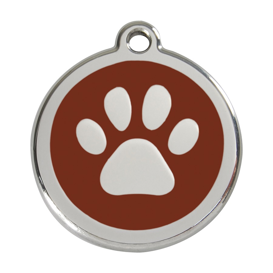 Placa identificativa Acero Inoxidable Esmalte Huella perro Marron para perros