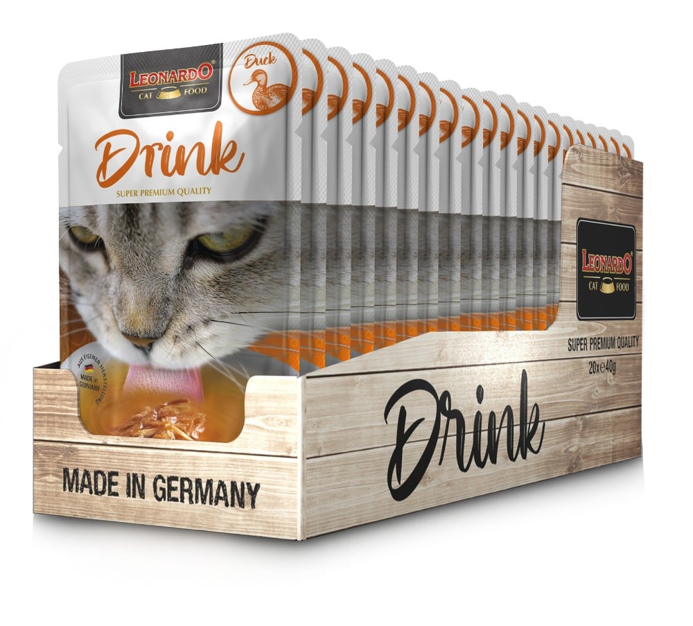 Pack 20X40 Gr – Leonardo Drink. Sopa Para Gatos – Alimento complementario para gatos adultos – Promueve la ingesta de líquidos