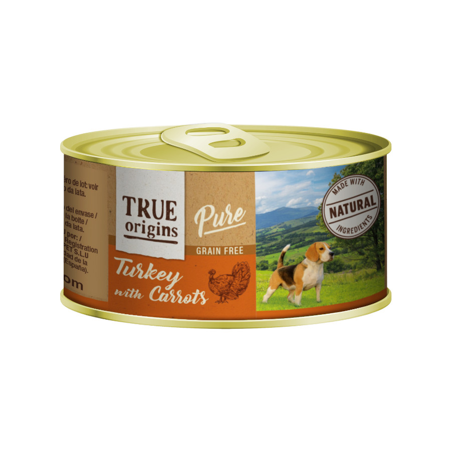 24 latas x 185 g True Origins Pure Pavo con Zanahorias lata para perros ¡Pack ahorro!
