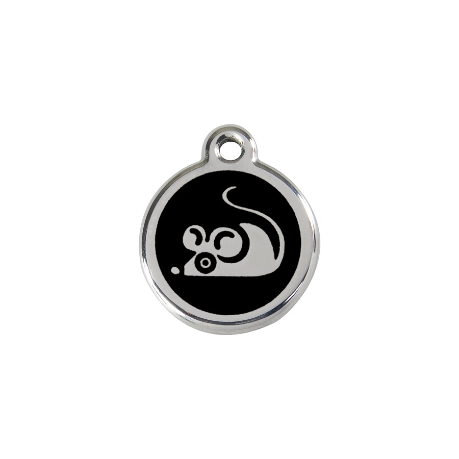 Placa identificativa Acero Inoxidable Esmalte Ratón Negro para gatos