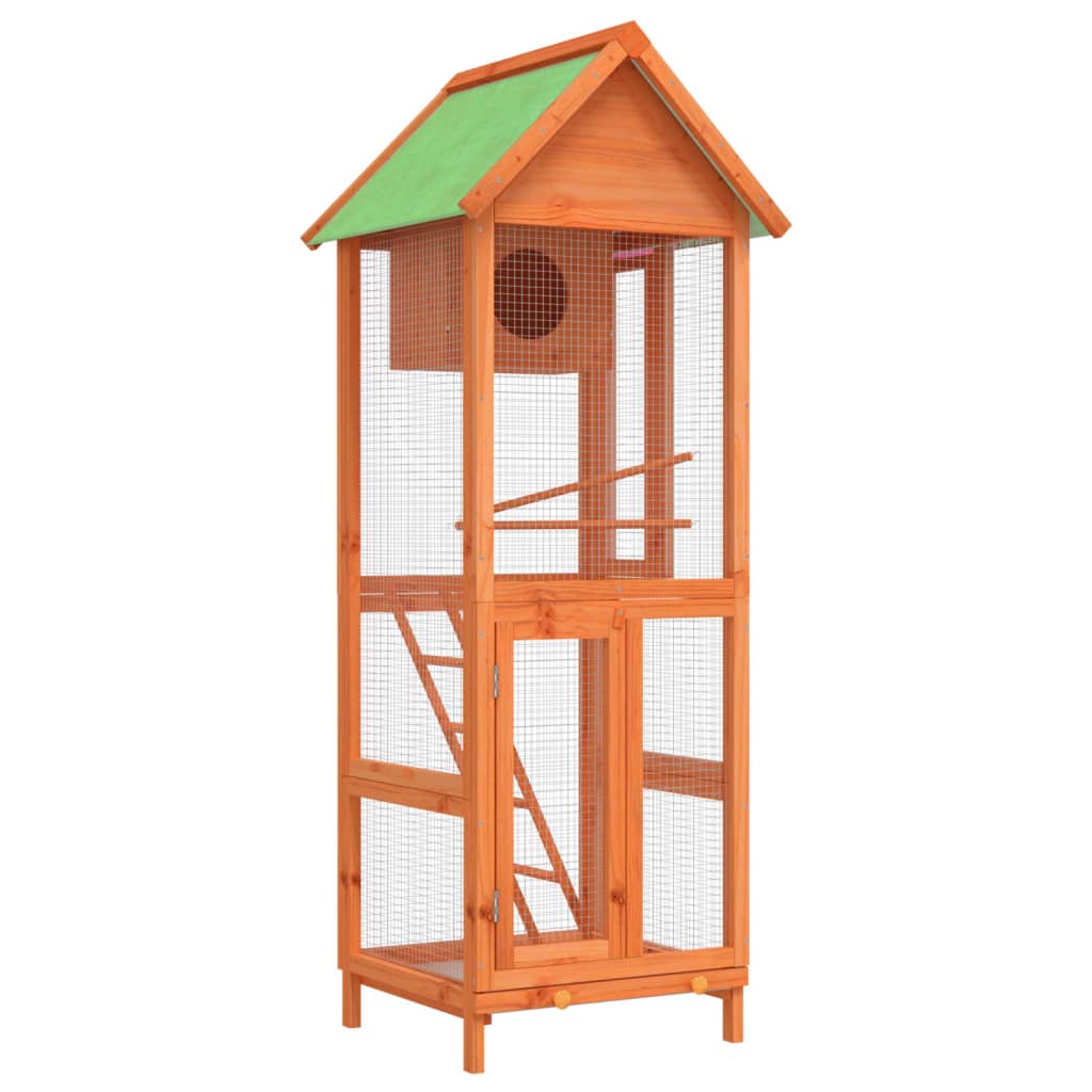VidaXL Pajarera vertical con escaleras y palillos de madera marrón y verde para Pájaros