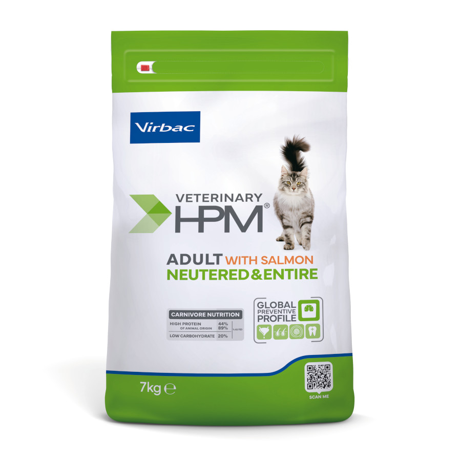 7 kg Virbac Adult Neutered Entire HPM Pienso Salmón para gatos