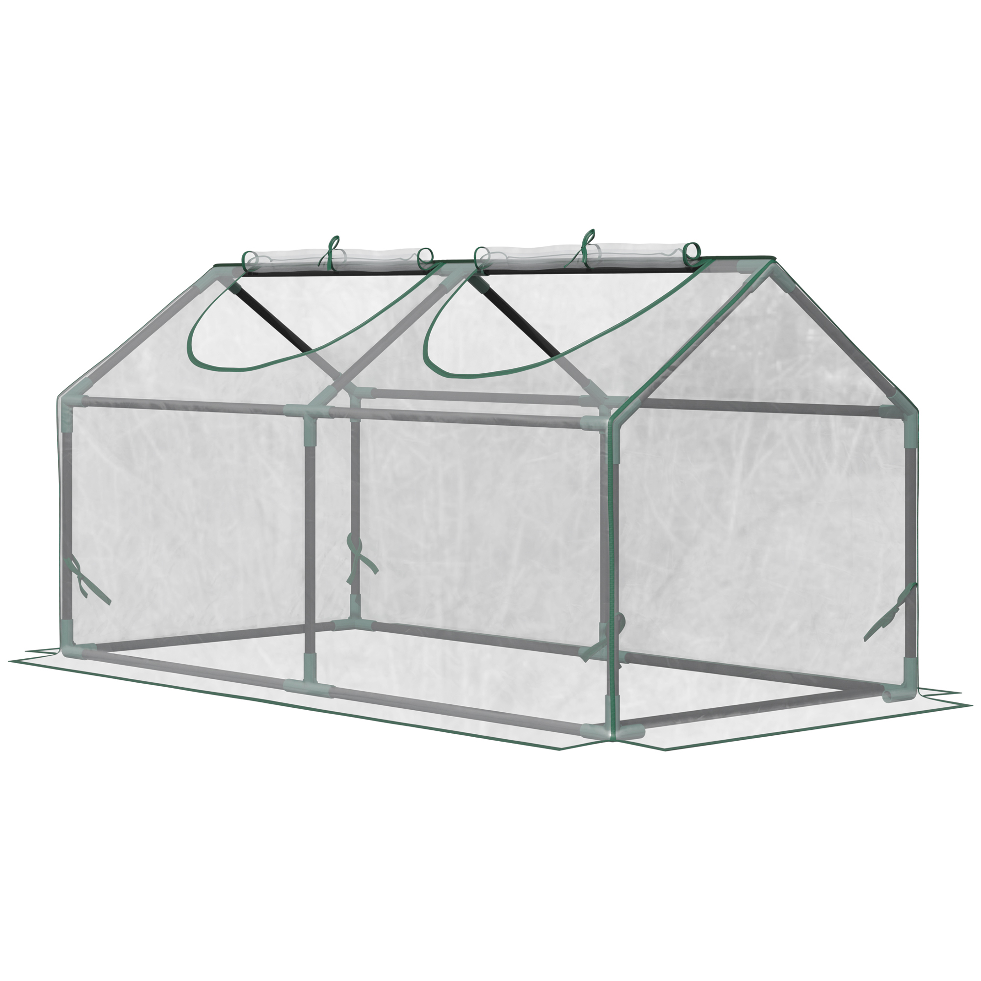 Outsunny Invernadero de Terraza 120x60x60 cm Caseta de Jardín Acero con 2 Ventanas Enrollables Vivero Casero para Cultivo de Plantas Verduras Flores
