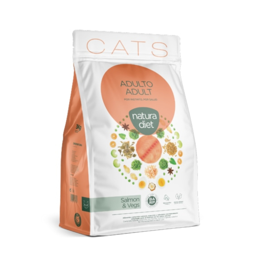 3 kg Natura Diet Adult Salmón y Vegetales pienso para gatos