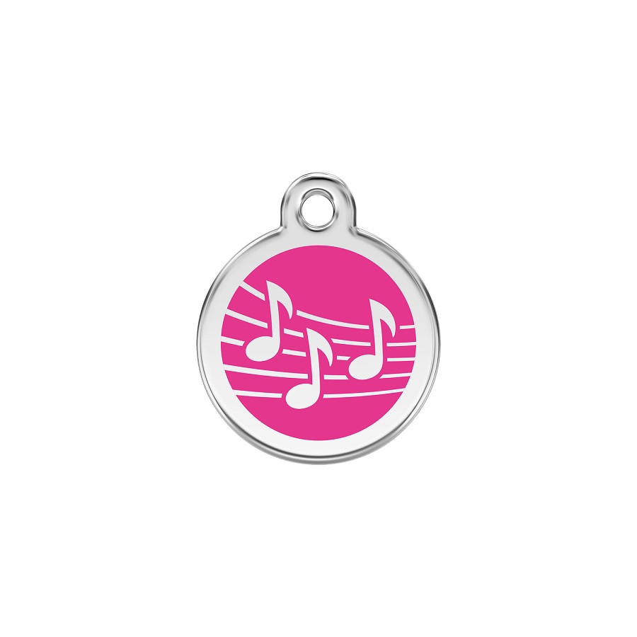 Placa identificativa Acero Inoxidable Esmalte Música Rosa Fuerte para perros