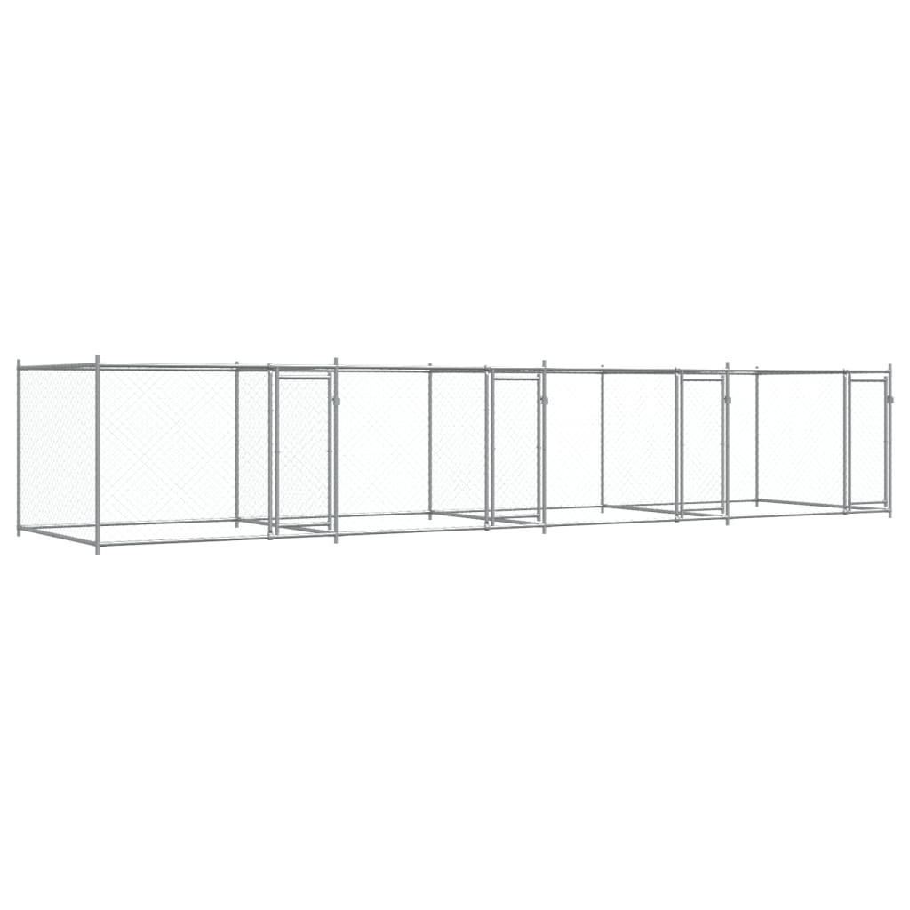 vidaXL Jaula de perros con puertas acero galvanizado gris 6x2x1,5 m