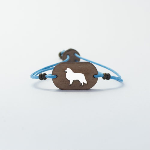 Pulsera de madera Collie personalizable color Azul, , large image number null