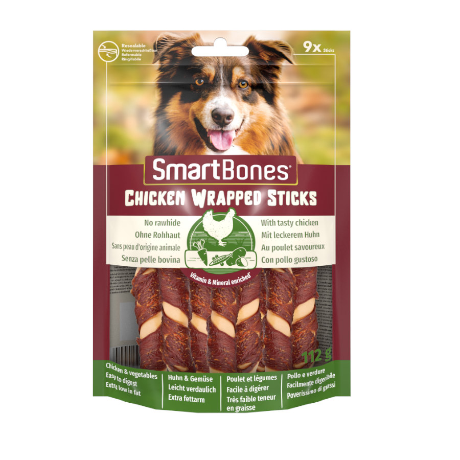 9 barritas SmartBones Barritas Wrapped Sticks Pollo Mini para perros