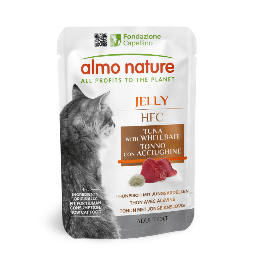 24 sobres x 55 g Almo Nature HFC Atún con Pescado Blanco en Gelatina sobre para gatos ¡Pack Ahorro!